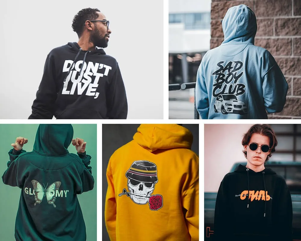 Hoodies, Front and back garment graphics