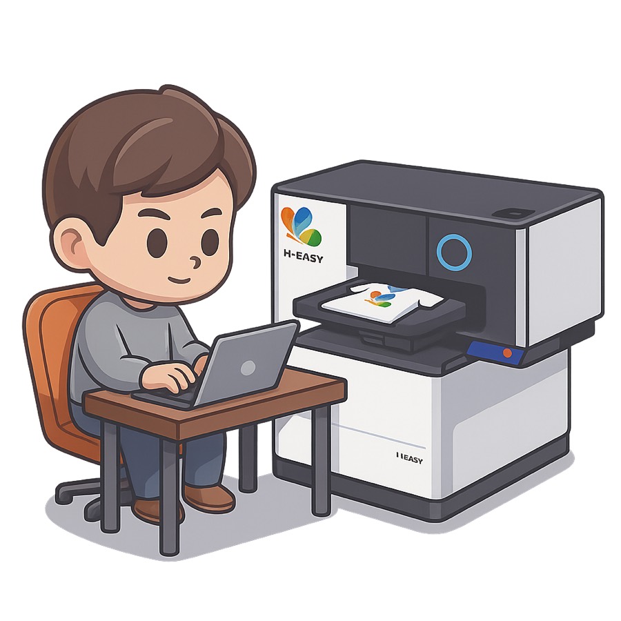 Side-by-side visual comparison of DTF transfer and DTG garment printing workflows