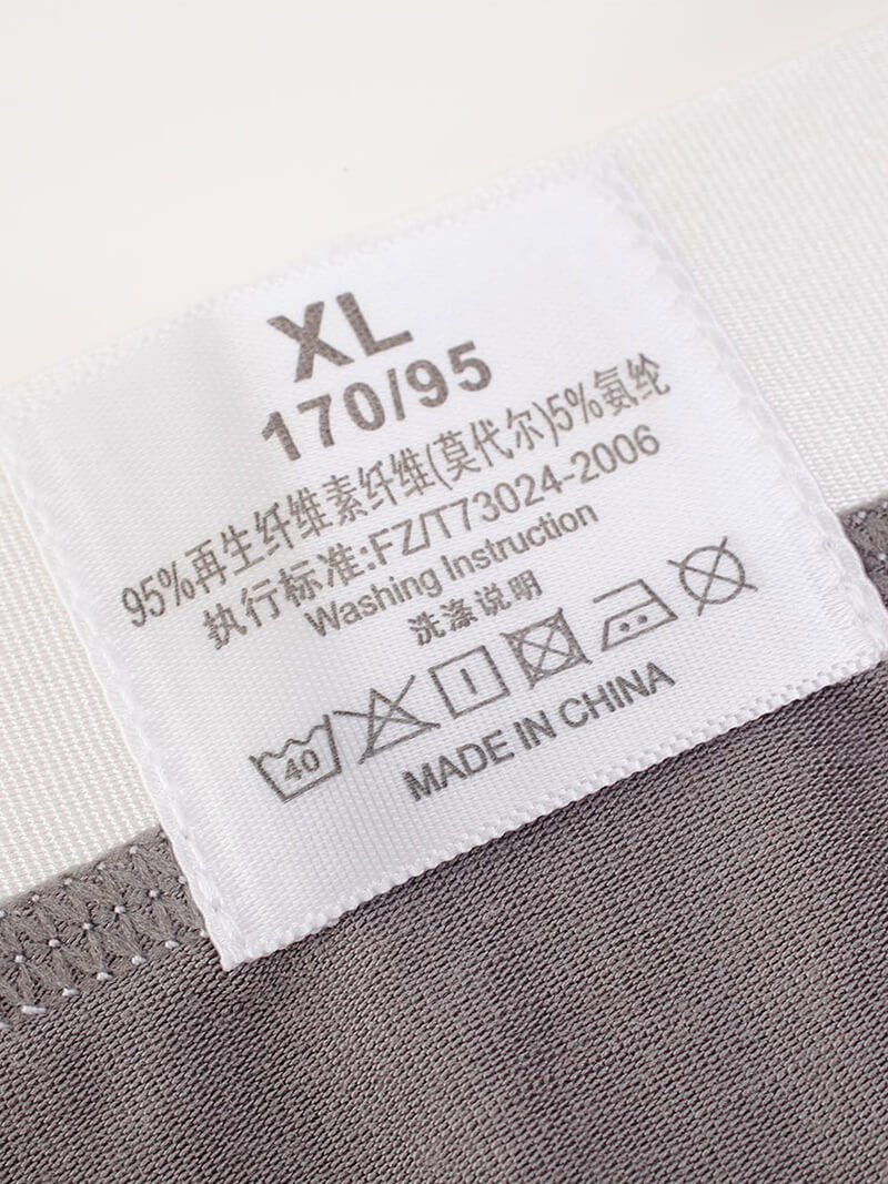 Printed wash labels, Care symbols and small text after printing