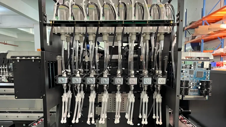 Negative-pressure ink supply and degassing components inside an H-Series printer